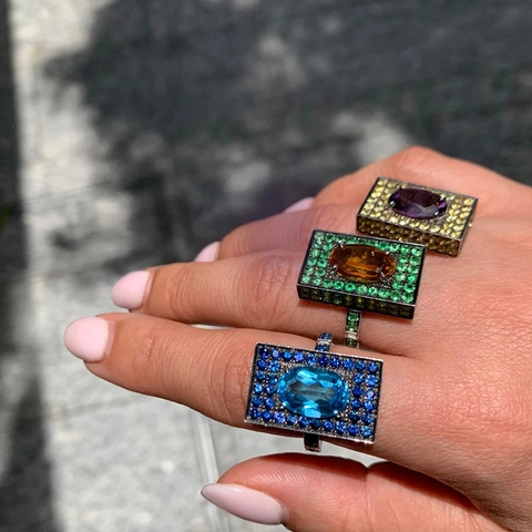 Vintage Rechteckiger Kupfer Zirkonia Ring Für Damen Herren Unisex Geometrische Volle Strass Einlage Statement Cocktail Ring Finger Schmuck Geschenk