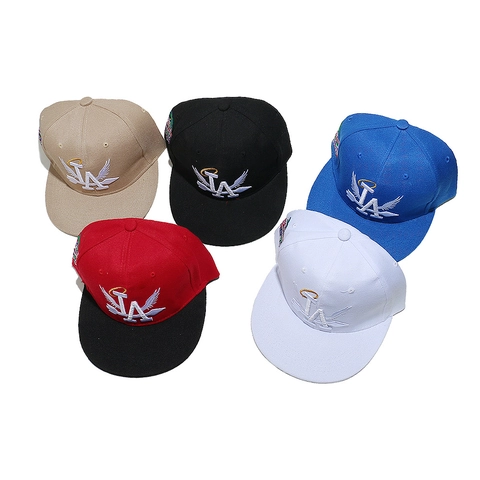 Cappellino Baseball Snapback Acrilico Ricamo Lettere Ali Aureola Street Hip Hop Unisex Cappello Tesa Piatta