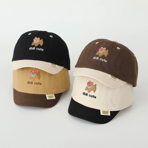Gorra De Béisbol Para Niños Pequeños Bordado Animal Dibujos Animados Algodón Bloque De Color Protección Solar Ajustable