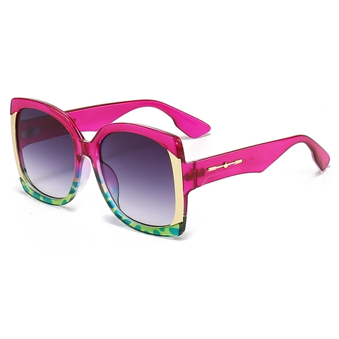 Fashion Oversized Square Sunglasses Women UV400 Protection Gradient Lenses PC Frame Metal Decoration Retro Trendy Style