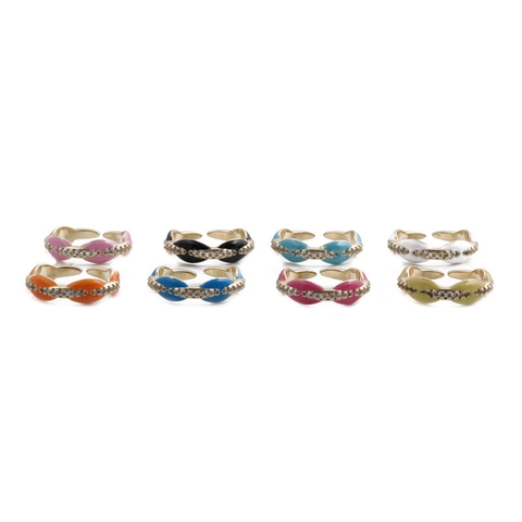 Bague Ouverte Ajustable Cuivre Émail Coloré Micro Pavé Zircon Blanc Simple Mode Créative Bijoux De Doigt Pour Femmes