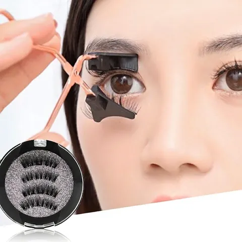 Magnetic False Eyelashes Synthetic Fiber Reusable No Glue Needed Natural Look With Applicator And Mirror Case
