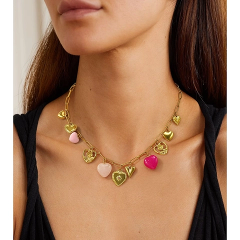 Heart Pendants Stainless Steel 18K Gold Plated Colorful Enamel DIY Jewelry Accessories For Necklace Bracelet Earrings