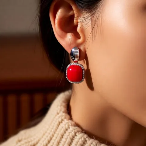 Orecchini Pendenti Quadrati In Acrilico Con Perno In Argento Strass Colore A Contrasto Gioielli Geometrici Vintage Per Donna