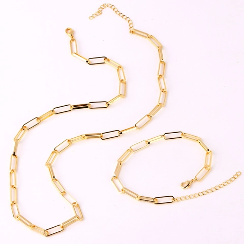 Büroklammer Gliederkette Halskette Und Armband Messing Vergoldet Retro Punk Minimalist Hip Hop Schmuck Für Männer Frauen