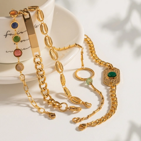 Brazalete Dorado Joyería Para Mujer Acero Inoxidable Resistente Al Agua Hipoalergénico Minimalista Elegante Accesorios Moda
