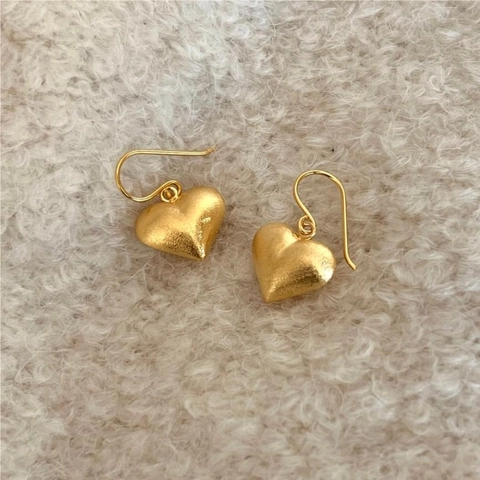 Orecchini Pendenti A Cuore Opaco Spazzolato Argento Sterling 925 Gioielli Di Moda Minimalisti Per Donne