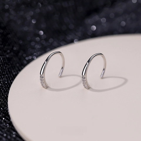 Orecchini A Gancio A Forma Di U Con Perno In Argento Sterling 925 Micro Pavé Zircone Strass Gioielli Per Donna