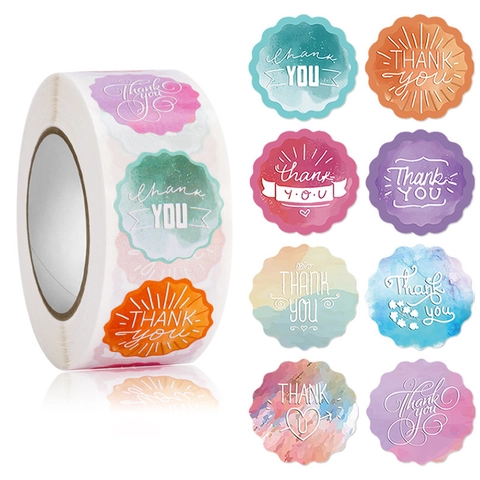 Autocollants De Remerciement En Rouleau Ronds Floraux Colorés Étiquettes Autocollantes Pour Emballage Commercial Décor De Papeterie
