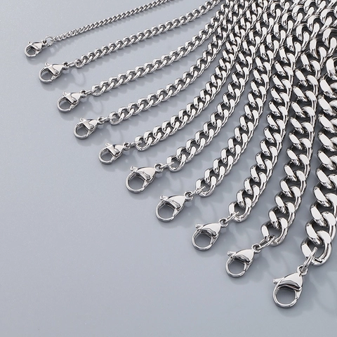 Stainless Steel Cuban Link Chain Bracelet For Men Women Hip Hop Punk Style Curb Jewelry Multiple Colors