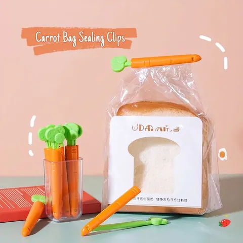 Carrot Shaped Food Bag Sealing Clips Plastic Moisture Proof Creative Kitchen Storage Accessory Magnetic Clamps