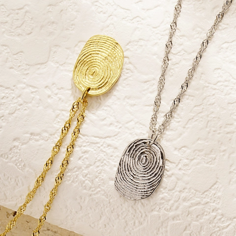 Collar de Colgante de Huella Dactilar Creativo para Mujer Joyería de Cadena de Clavícula de Acero Inoxidable Personalizada Chapado en Oro Plata