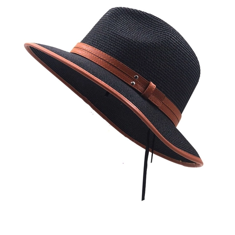 Cappello Fedora Di Paglia Unisex Protezione Solare Estate Spiaggia Traspirante Con Cinturino In Pelle Rivetto Stile Jazz Vintage