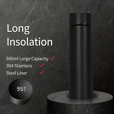 Smart Vacuum Flask 304 Stainless Steel LED Temperature Display Leakproof Insulated Water Bottle For Business Travel Office
