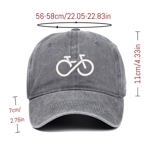 Casquette De Baseball En Coton Lavé Broderie Vélo Infini Ajustable Vintage Dad Hat Protection Solaire Unisexe