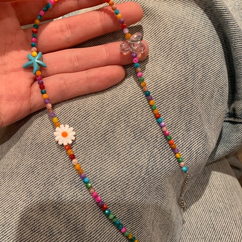 Collana Di Perline Boho Con Ciondoli A Margherita E Stella Marina In Acrilico Gioielli Da Vacanza Al Mare Per Donna