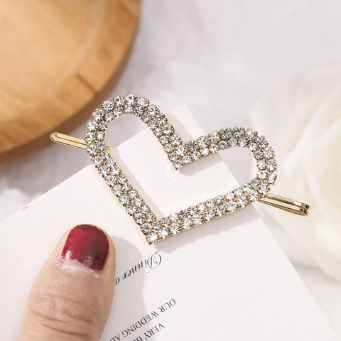Fermagli per Capelli Coreani alla Moda con Strass a Cuore e Tondi per Donna in Lega Placcati in Oro Accessori per Capelli Eleganti