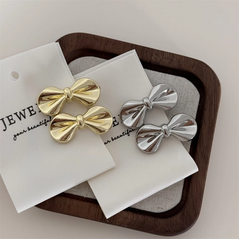 Pinces À Cheveux Nœud Papillon Petites Alliage Métal Poli Pinces Bec De Canard Latérales Pour Frange Style Doux Cool Femmes Filles