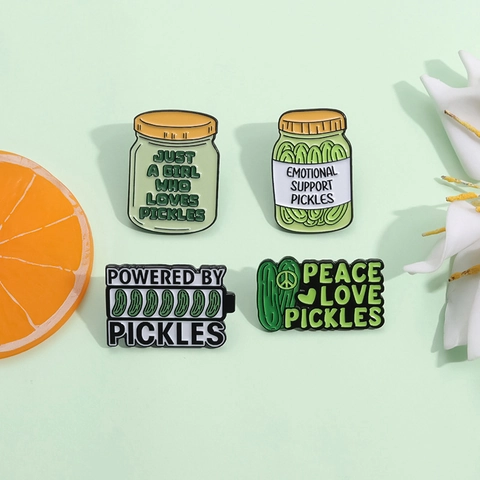 Épinglette En Émail Pickles De Soutien Émotionnel Alliage Dessin Animé Nourriture Broches De Pot Pour Sacs À Dos Vestes