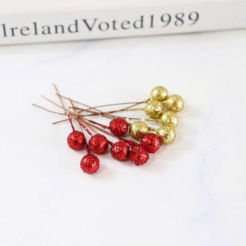 Artificial Glitter Berry Stems Sparkling Foam Berries On Bendable Wire For Christmas Tree Decoration Home Craft Decor