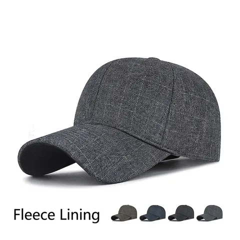 Cappello Da Baseball A Quadri Inverno Caldo Foderato In Pile Regolabile Casual Motivo Geometrico All'aperto Uomini