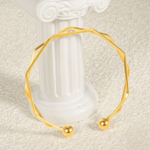 Edelstahl Geometrische Verdrehte Offene Armreif Armband Für Damen Verstellbare Minimalistische Gold Silber Plattiert Mode Schmuck
