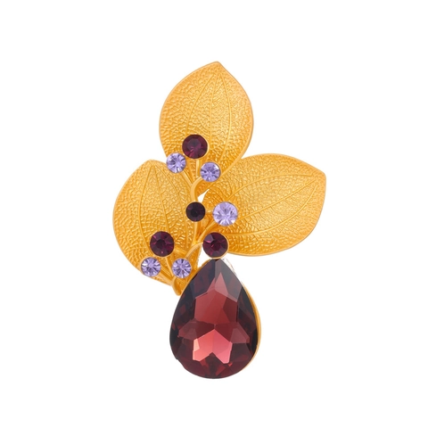 Spilla In Lega A Forma Di Foglia Vintage Con Strass E Ciondolo A Goccia In Vetro Accessorio Elegante Per Le Donne