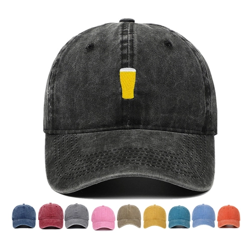 Gorra De Béisbol Bordada Jarra De Cerveza Algodón Lavado Retro Distressed Dad Hat Outdoor Casual Sport Ajustable