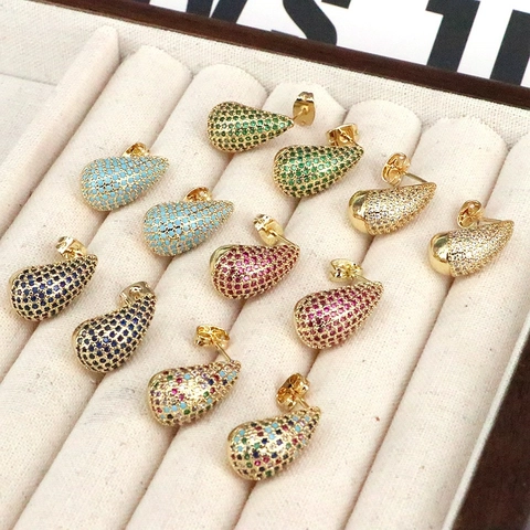 Squisiti Orecchini a Bottone in Rame a Goccia Con Zirconia Pavé Gioielli di Lusso a Goccia per Donna Gioielli per Feste