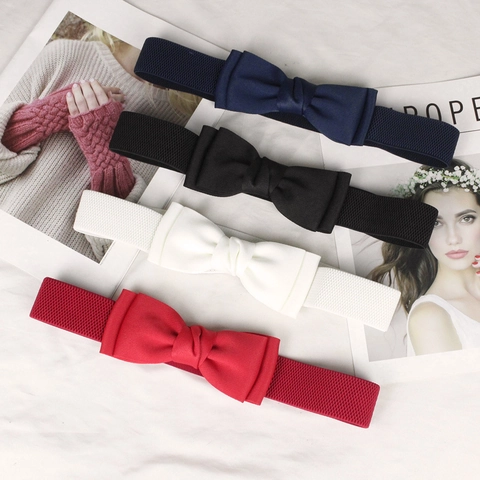 Dames Elastische Tailleriem Met Strik Decoratie Rekbare Riem Voor Jurken En Truien Veelzijdig Mode Accessoire