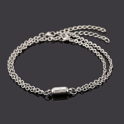 Alloy Double Layer Magnetic Clasp Matching Bracelets For Couples Minimalist Industrial Style Jewelry