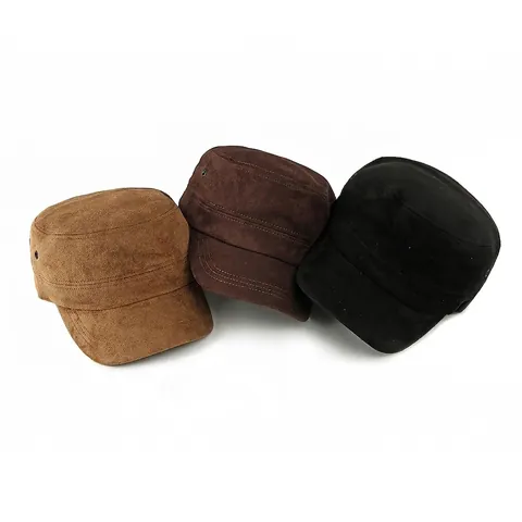 Cappello Cadet Uomo Donna Vintage Scamosciato Militare Piatto Regolabile Tinta Unita Tempo Libero Aperto Sole