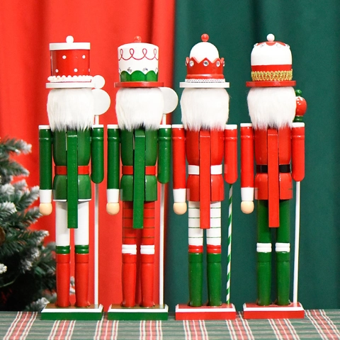 Schiaccianoci Di Natale Soldato In Legno Dipinto Tema Caramelle Decorazione Per La Casa