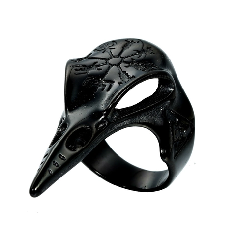 Vogel Totenkopf Ring Edelstahl Wikinger Kompass Vegvisir Valknut Gothic Punk Retro Nordischer Schmuck Für Herren