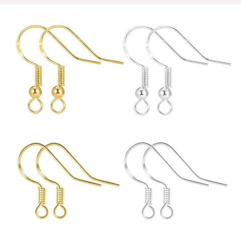 Earring Hooks Copper Gold Silver Plated Fish Hook Jewelry Findings With 925 Stamp For DIY Jewelry Making