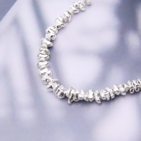 Cuentas de Pepitas Irregulares de Plata de Ley S925 para Fabricación de Joyas DIY Material para Pulseras y Collares Hechos a Mano