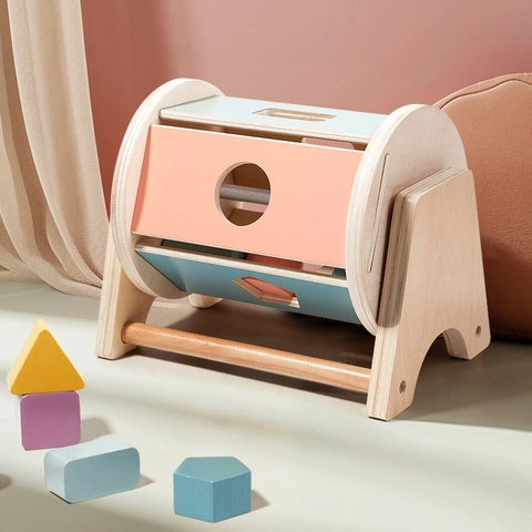 Giocattoli Educativi Montessori In Legno Tamburo Smistatore Forme Riconoscimento Colori Scatola Monete Per Neonati