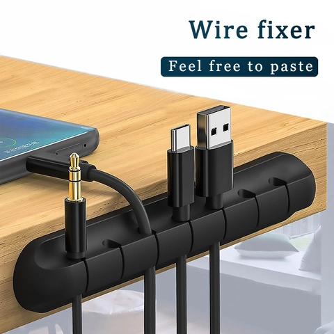 Desktop Cable Organizer Silicone Self Adhesive USB Wire Holder Management Clips For Office Home