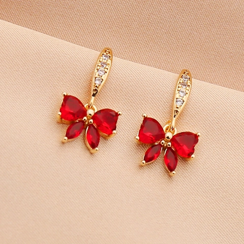 Orecchini Pendenti A Farfalla Rame Placcato Oro Zircone Scintillante Gioielli Di Moda Eleganti Per Donne Regalo