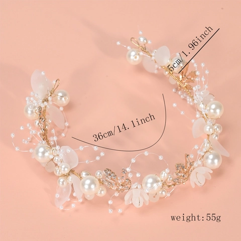 Diadema De Novia Hecha A Mano Tocado De Corona De Flores Con Perlas Artificiales Diamantes De Imitación Flores Escarchadas Y Cintas Para Boda Mujeres