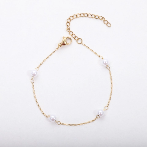 Minimalist 304 Stainless Steel Imitation Artificial Pearl Bracelet Necklace Anklet Versatile Elegant Jewelry For Women