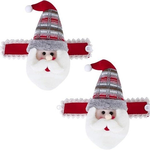 Christmas Curtain Tiebacks Santa Snowman Reindeer Plush Knit Fabric Festive Holiday Home Decor Buckle Fasteners
