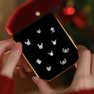 S999 Fijn Zilver Rendier Geweih Oorknopjes Voor Vrouwen Elegante Zirconia Kerstmis Rendier Oorbellen Mode Sieraden Cadeau