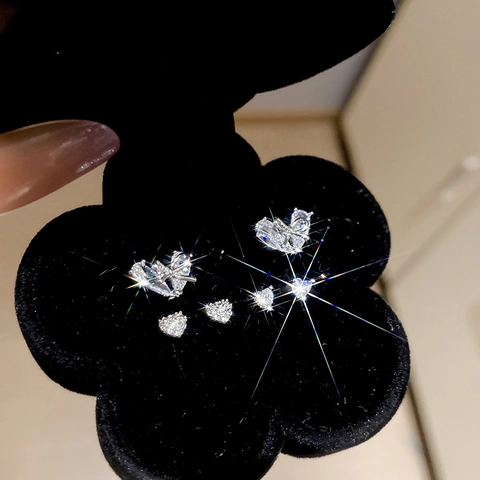 Franse Stijl Vlinder Strik Hart Bloem Resin Legering Oorbellen Met 925 Sterling Zilveren Oorsteker Zirkoon Dames