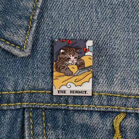 Épingle En Émail Chat Tarot Drôle Broche En Alliage De Zinc Bijoux De Dessin Animé Pour Décoration De Vêtements Sac