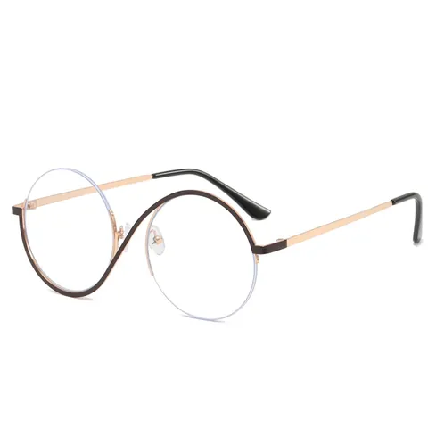 Occhiali Montatura Rotonda Metallo Semicerchio Anti Luce Blu Ponte A Onda Retro Hip Hop Alla Moda Per Donna