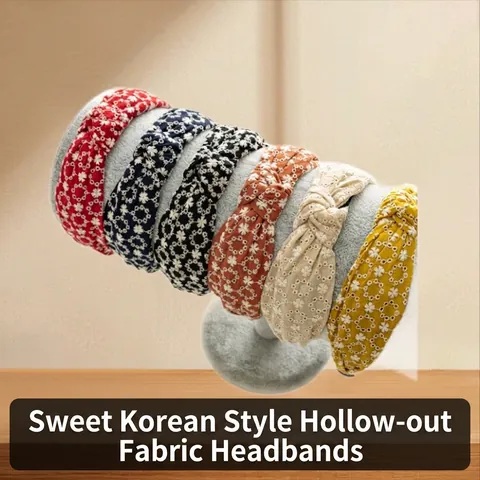 Damen Blumen Stickerei Stirnband Breit Geknotet Stoff Haarband Retro Stoff Kopfband Süßer Blumen Haarreif