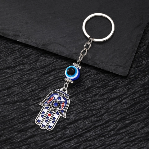 Vintage Ethnisch Schlüsselanhänger Mit Hamsa Hand Und Böser Blick Anhänger Aus Legierung Glas Schutz Nazar Stil Für Taschen