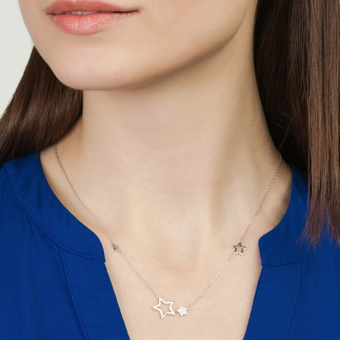 S925 Sterling Zilveren Ster Halsketting Voor Vrouwen Elegant Minimalistisch Pentagram Hanger Sleutelbeenketting Zirkonia Sieraden