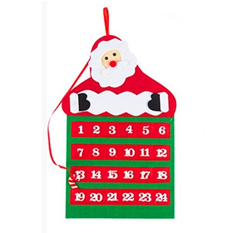 Calendario De Adviento De Navidad De Fieltro Decoración De Pared Bolsillos Numerados Cuenta Regresiva Ornamento